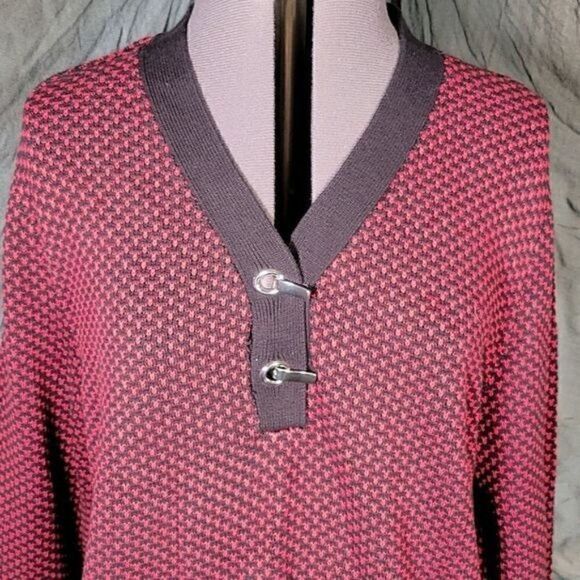Karen Scott Hardware Henley Cotton Sweater Sz XL - Picture 5 of 13